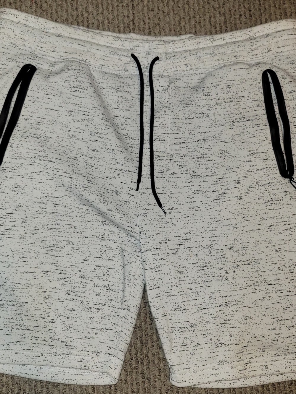 Men's Brooklyn Heathered White Knit Shorts with Black Accents Size 3xl
